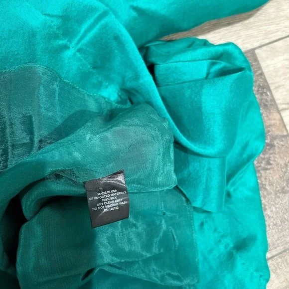 AZEEZA Rey silk puff sleeve mini dress in forest green NWT
